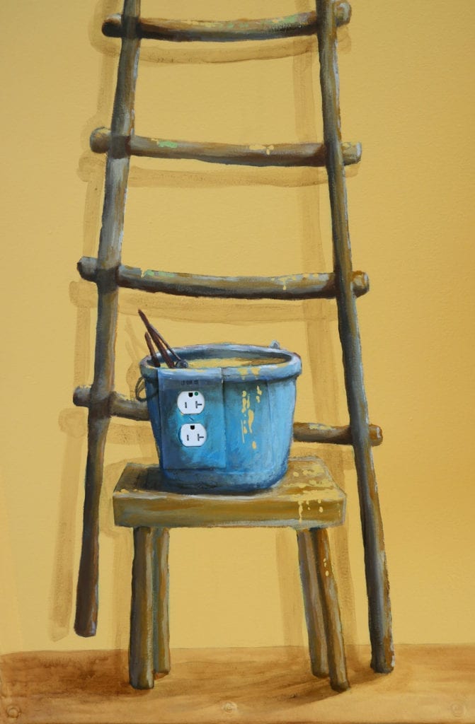 A bucket with a wall plug