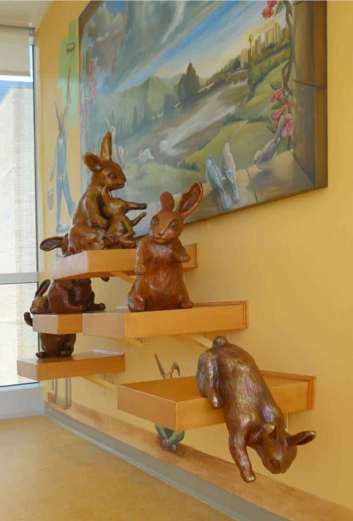 Bunny sculptures and artwork