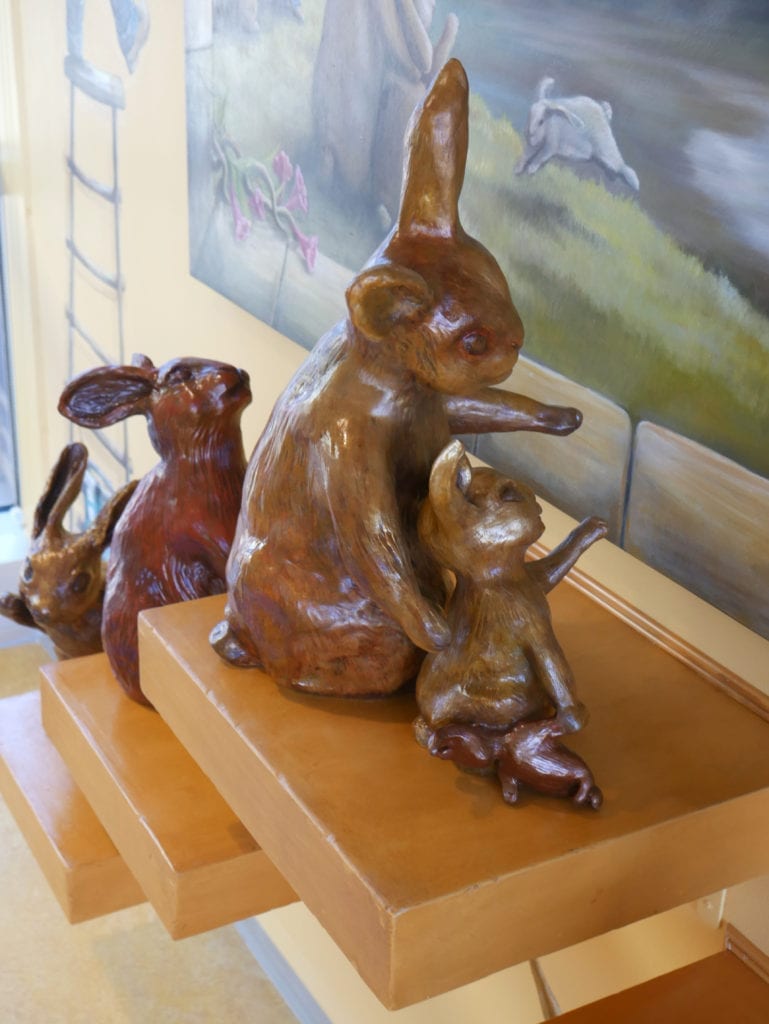 Bunnies taking a look at the artwork