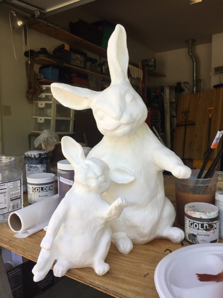 White bunny figures