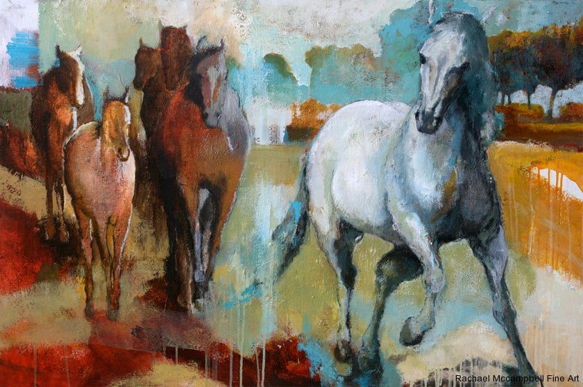 "Leading The Way," acrylic on canvas, 2' x 3' w by Rachael McCampbell © 2008,  In a Private Collection