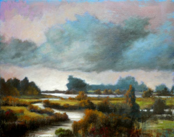 "Dusk River," 16" x 20" w, oil on canvas by Rachael McCampbell Dusk River OilCanvas