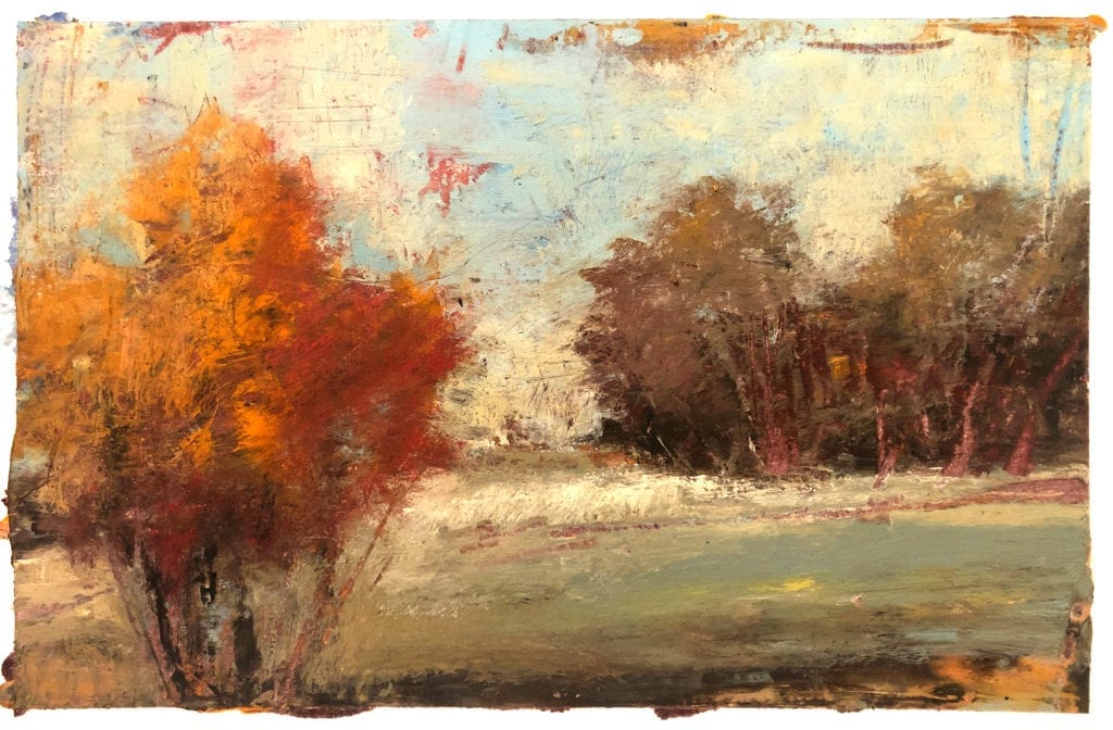 A painting of a shrub at fall