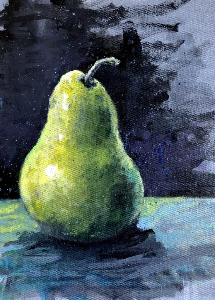A green pear painting