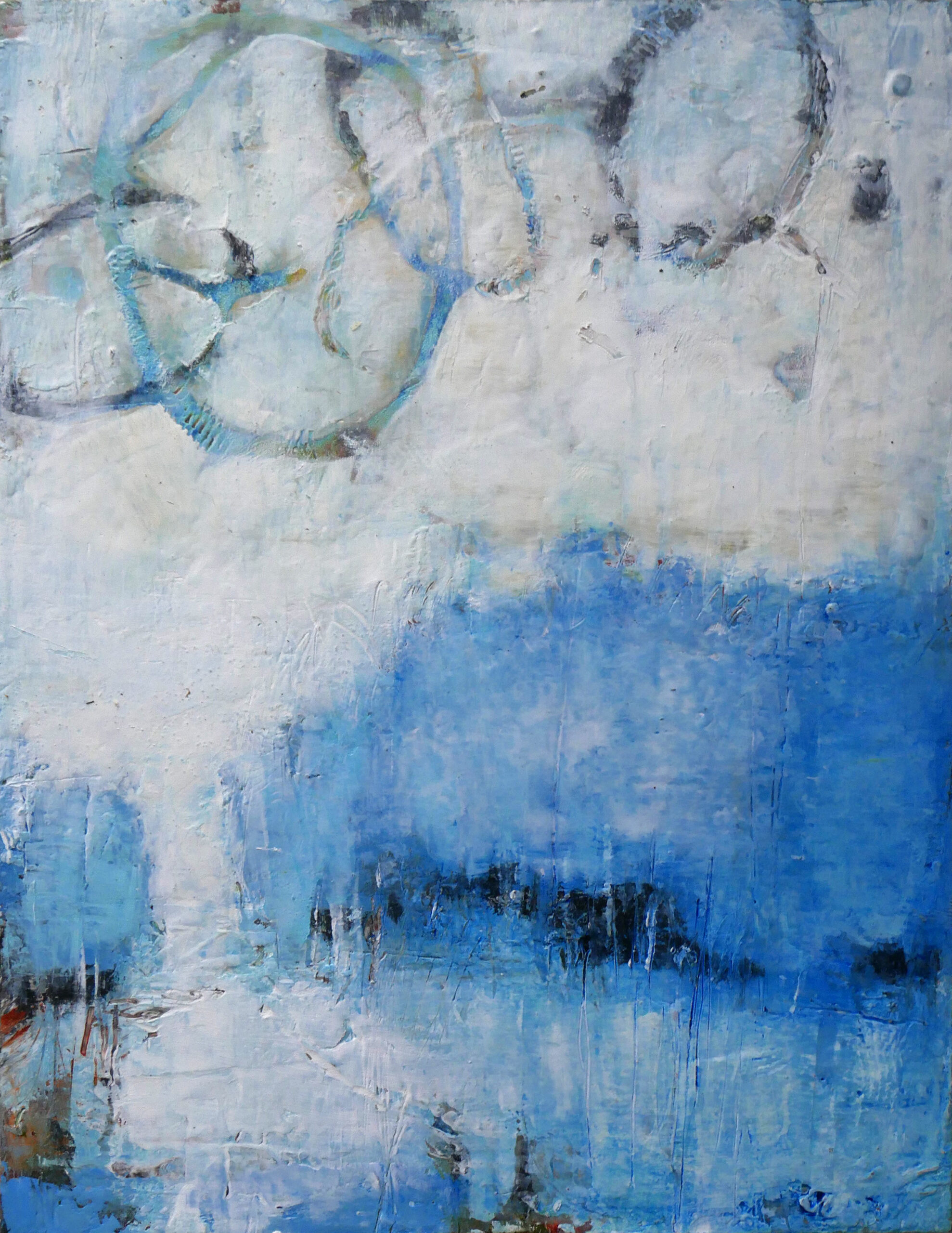 "Shapes of Winter," Oil Cold Wax on Wood Panel, 9"w x 12"h © 2020 by Rachael McCampbell