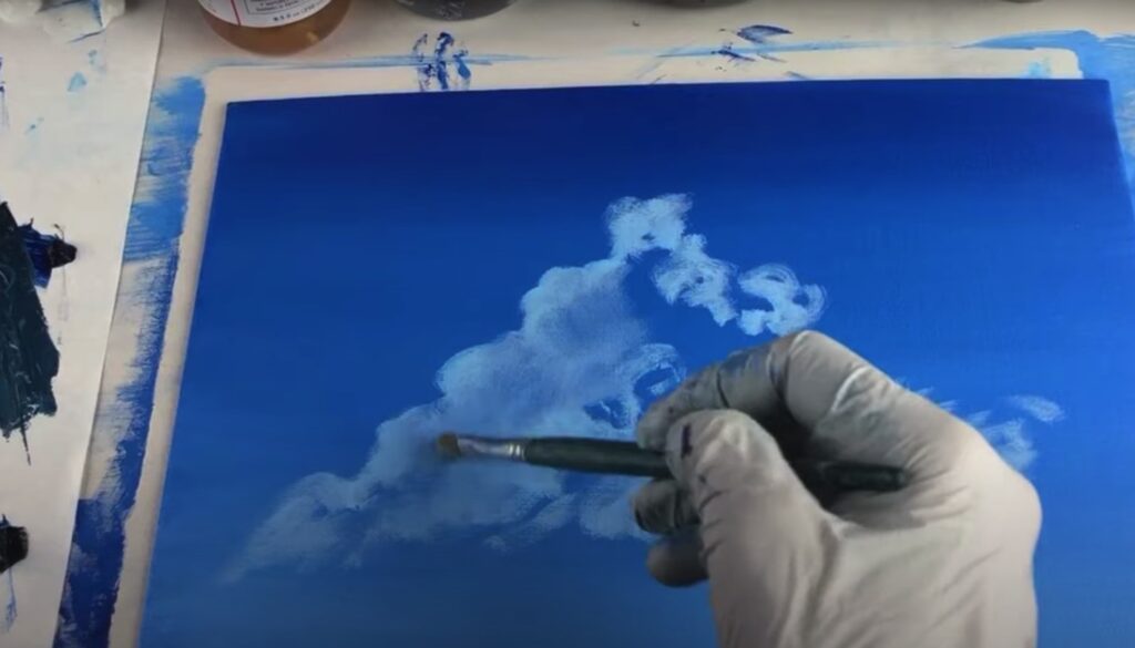 Painting clouds on paper