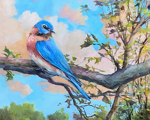 A blue bird painting