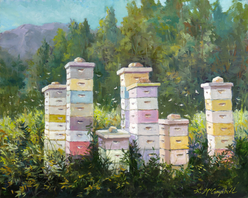 Stacks of boxes painting