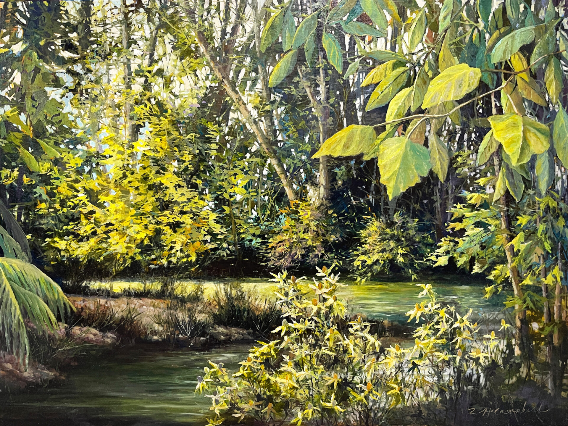 Leipers Creek in June by Rachael McCampbell  30" h x 40" w, © 2022 Oil on cradled panel