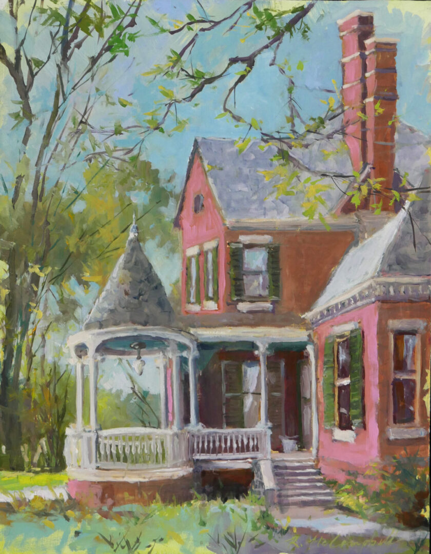 "Historic Westwood," Oil on Birch Panel, 12" w x 16" h by Rachael McCampbell ©2023 SOLD