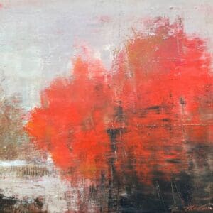 A painting of trees in the middle of a field