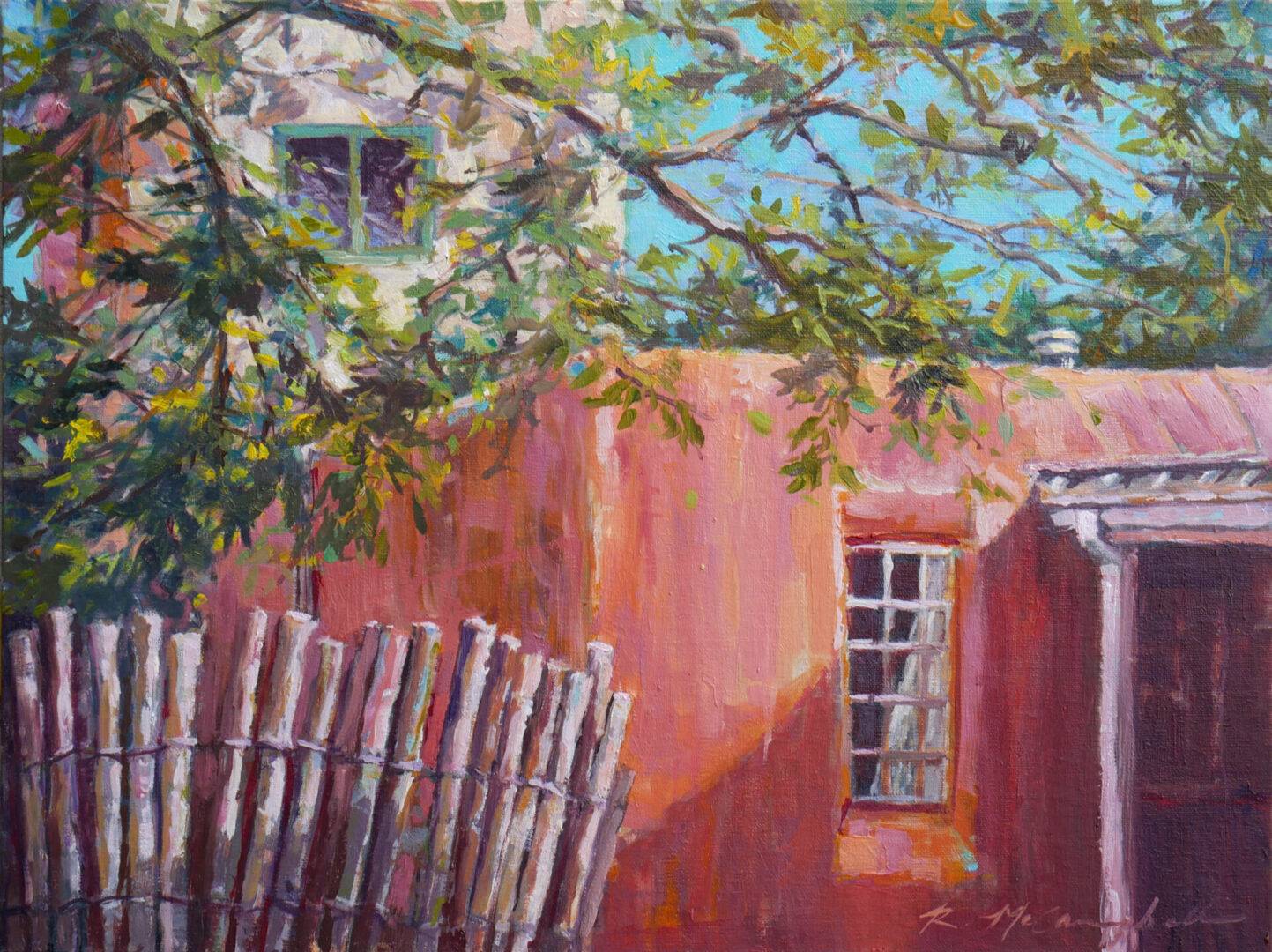 A painting of red walls